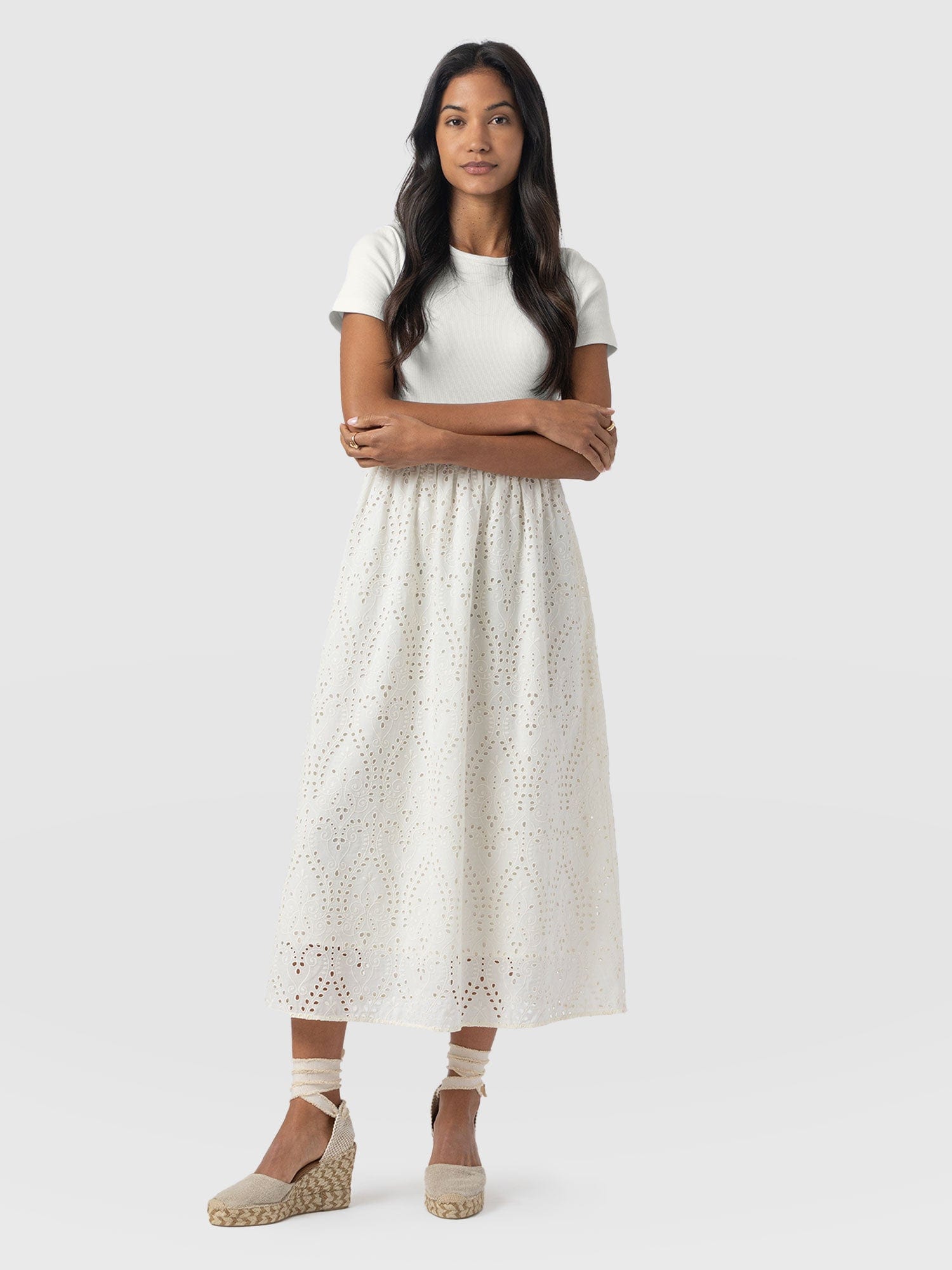 Sophia Contrast Dress - White Broderie - Women's Dresses | Saint + Sofia® USA